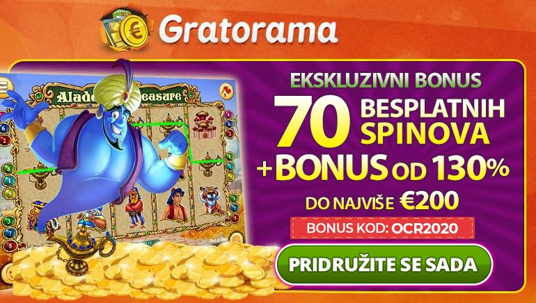 Preuzmite 130% do €200 & 70 besplatnih spinova u Gratorama Casino